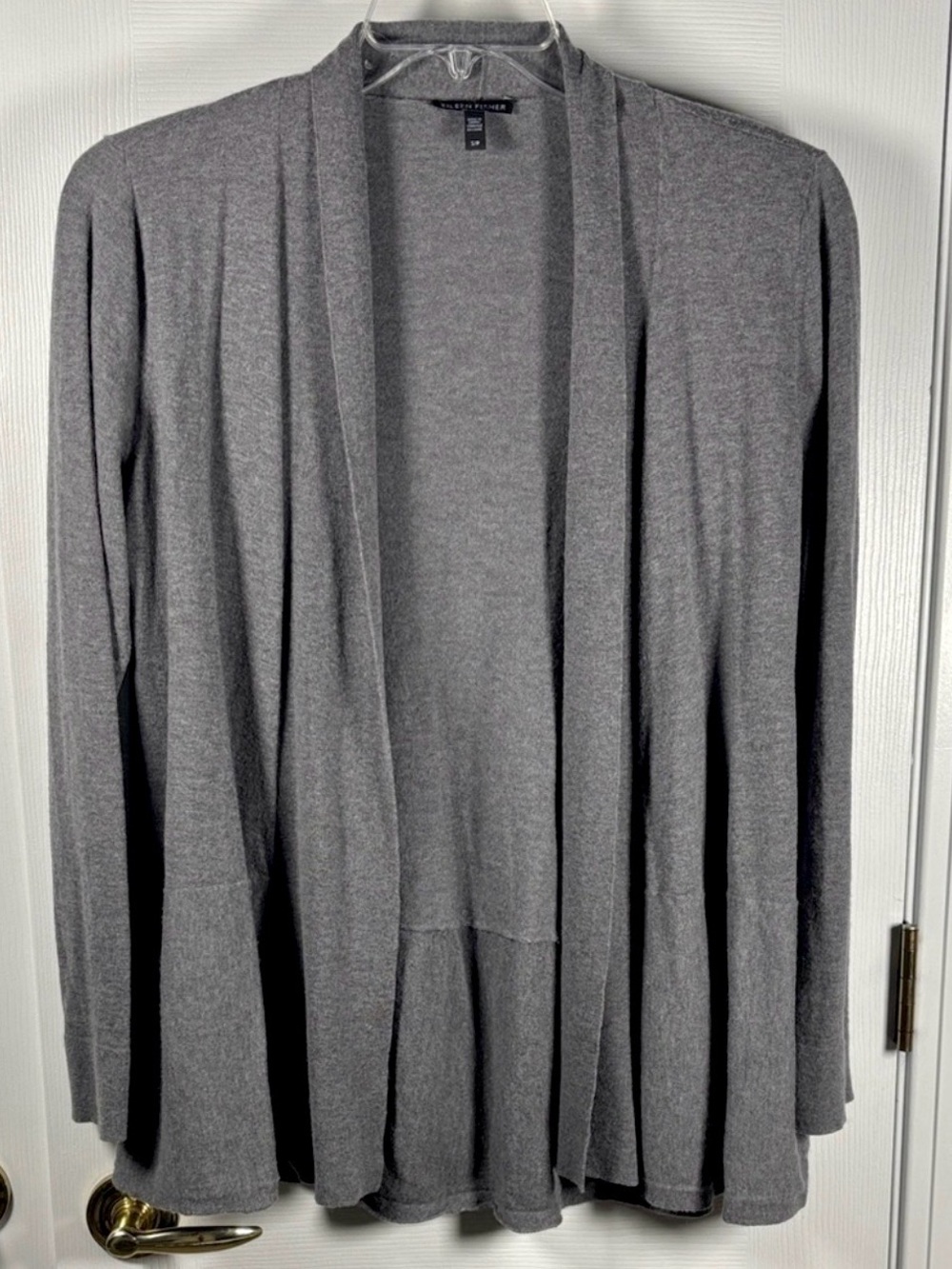 Eileen Fisher Heather Grey Lightweight Open Knit Cardigan Sweater Small